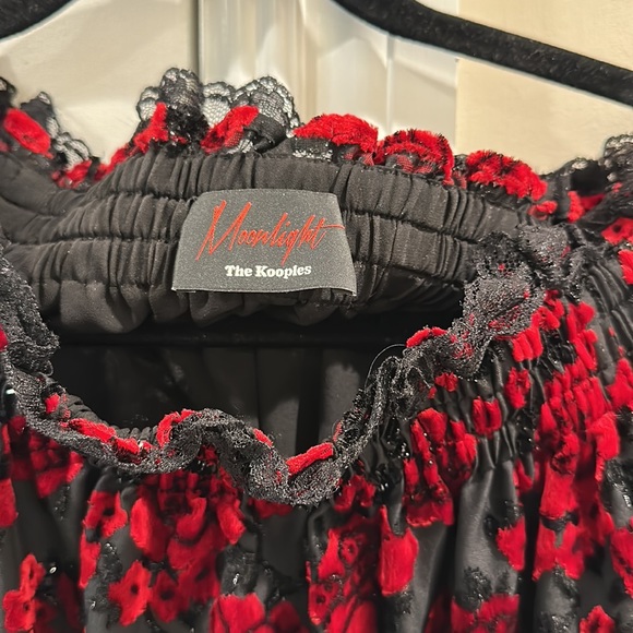 The Kooples moonlight sheet velvet sparkly lace trim top size 1 - Picture 6 of 9